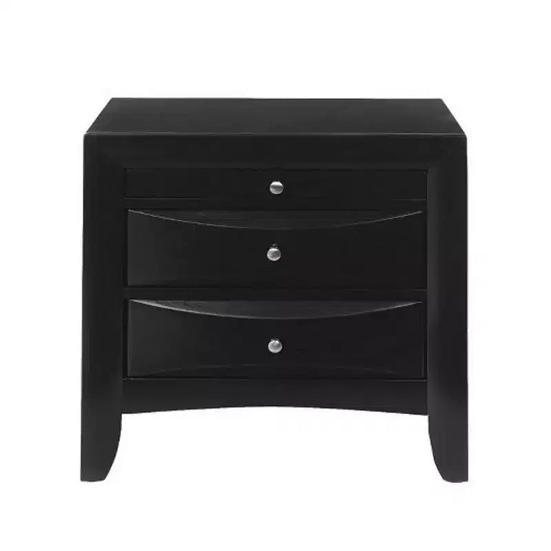 Table de chevet contemporaine en bois à 2 tiroirs, noire