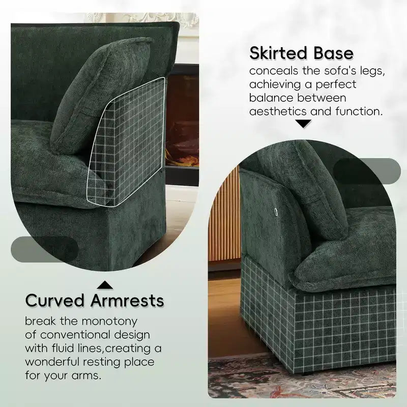 Sillón grande de acento, sillón individual cómodo como una nube con base y reposabrazos modernos  