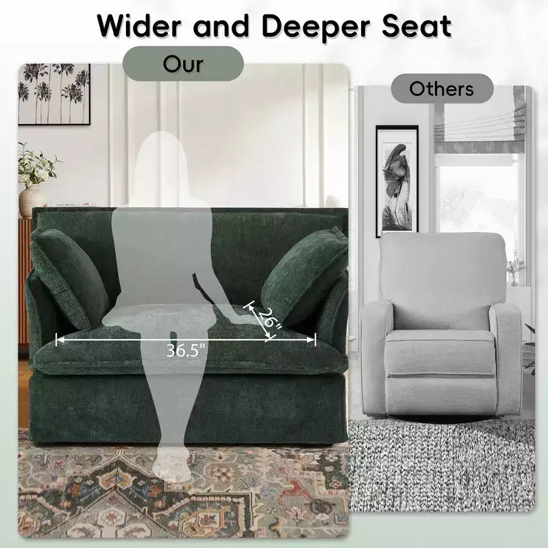 Sillón grande de acento, sillón individual cómodo como una nube con base y reposabrazos modernos  