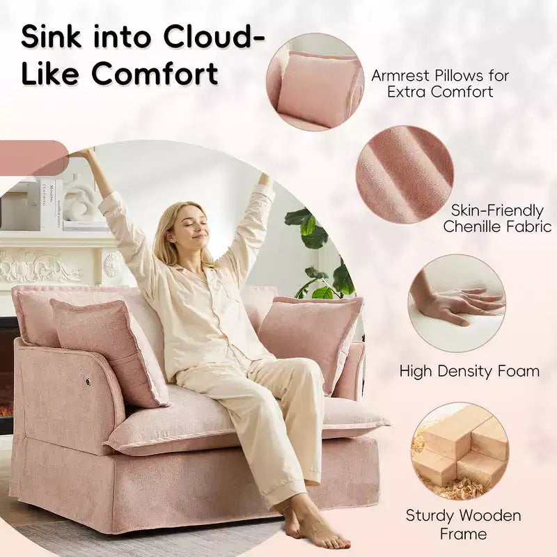 Sillón grande de acento, sillón individual cómodo como una nube con base y reposabrazos modernos  