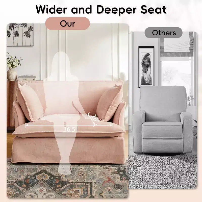 Sillón grande de acento, sillón individual cómodo como una nube con base y reposabrazos modernos  