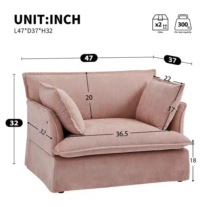 Sillón grande de acento, sillón individual cómodo como una nube con base y reposabrazos modernos  