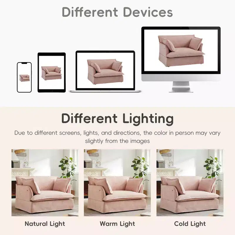 Sillón grande de acento, sillón individual cómodo como una nube con base y reposabrazos modernos  