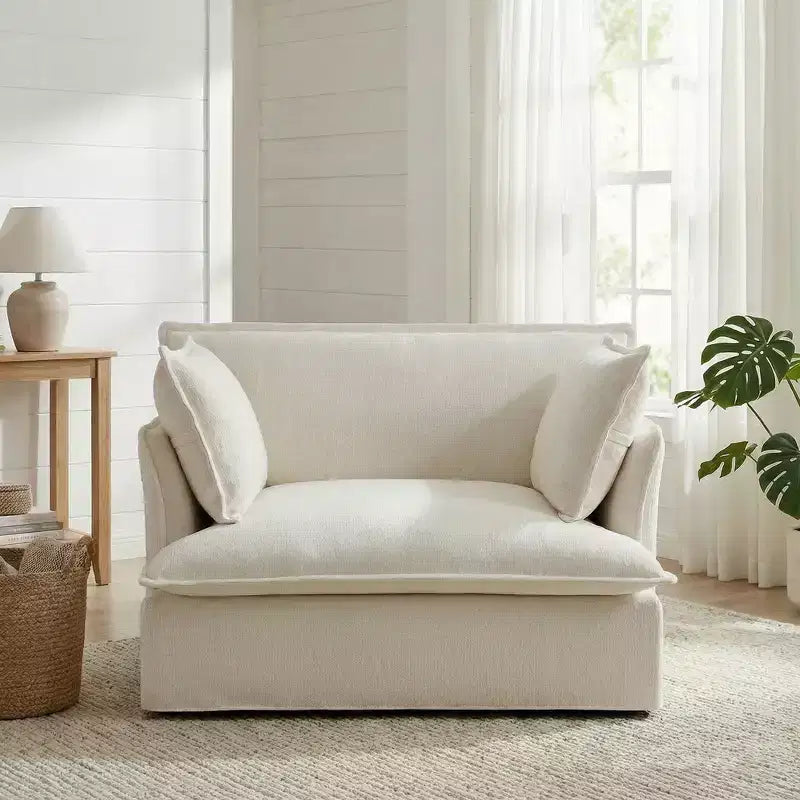 Sillón grande de acento, sillón individual cómodo como una nube con base y reposabrazos modernos  