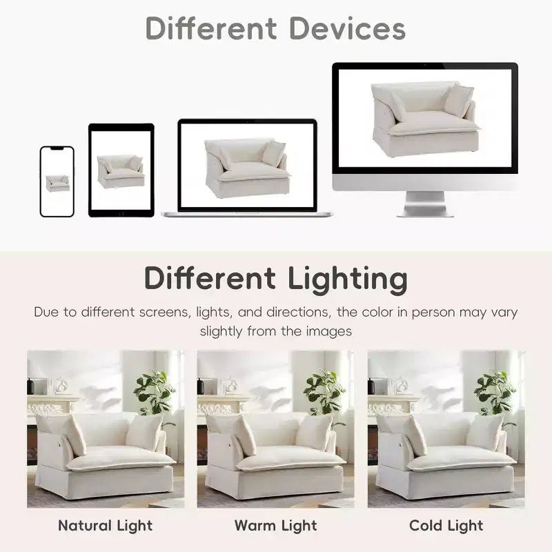 Sillón grande de acento, sillón individual cómodo como una nube con base y reposabrazos modernos  