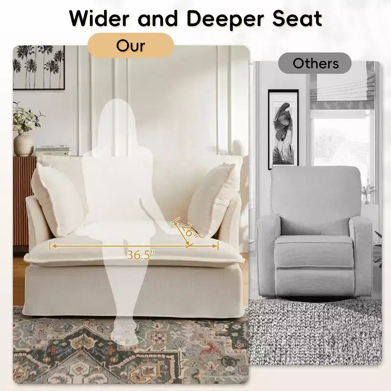 Sillón grande de acento, sillón individual cómodo como una nube con base y reposabrazos modernos  