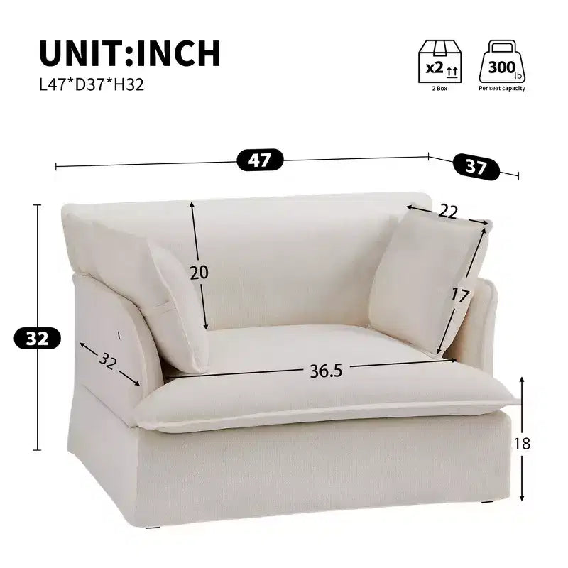 Sillón grande de acento, sillón individual cómodo como una nube con base y reposabrazos modernos  