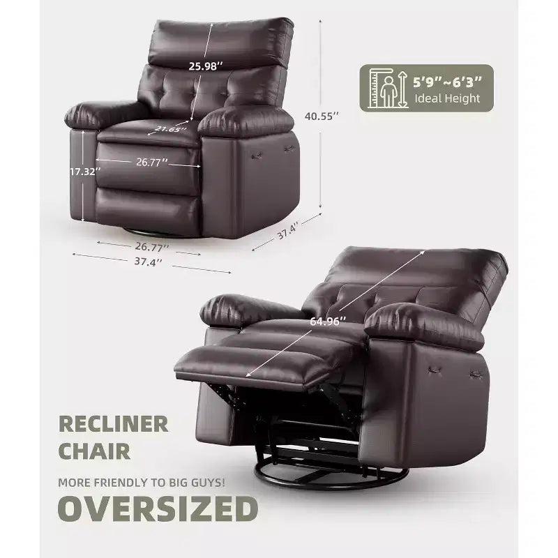 Fauteuil releveur électrique avec chauffage et massage, siège géant de 27 pouces de large, fauteuil à bascule manuel pivotant à 360°, télécommande, fauteuil surdimensionné pour salon  