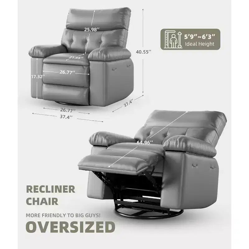 Fauteuil releveur électrique avec chauffage et massage, siège géant de 27 pouces de large, fauteuil à bascule manuel pivotant à 360°, télécommande, fauteuil surdimensionné pour salon  