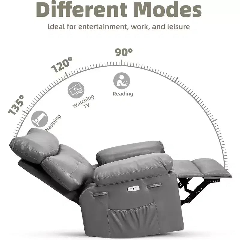 Fauteuil releveur électrique avec chauffage et massage, siège géant de 27 pouces de large, fauteuil à bascule manuel pivotant à 360°, télécommande, fauteuil surdimensionné pour salon  