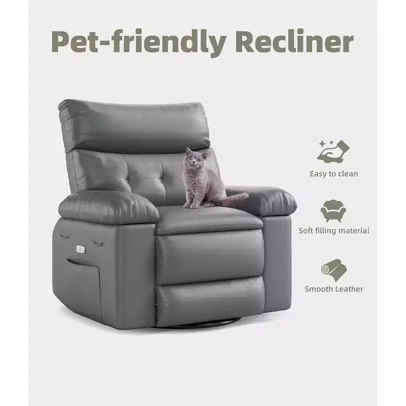 Fauteuil releveur électrique avec chauffage et massage, siège géant de 27 pouces de large, fauteuil à bascule manuel pivotant à 360°, télécommande, fauteuil surdimensionné pour salon  