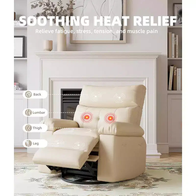 Fauteuil releveur électrique avec chauffage et massage, siège géant de 27 pouces de large, fauteuil à bascule manuel pivotant à 360°, télécommande, fauteuil surdimensionné pour salon  