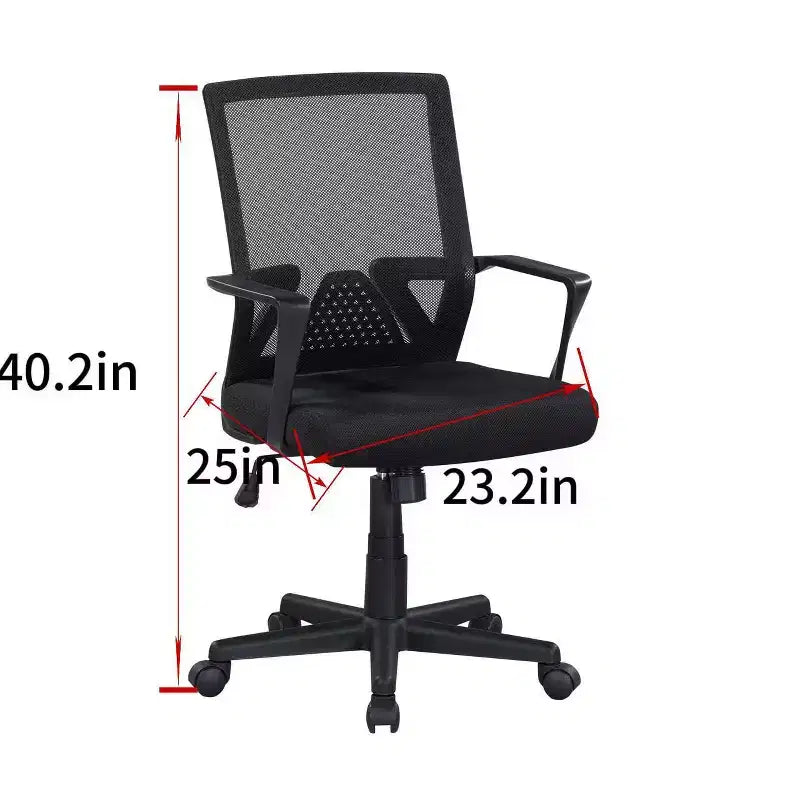 Sedia da scrivania con schienale medio in rete e altezza regolabile per ufficio domestico o area studio, nero