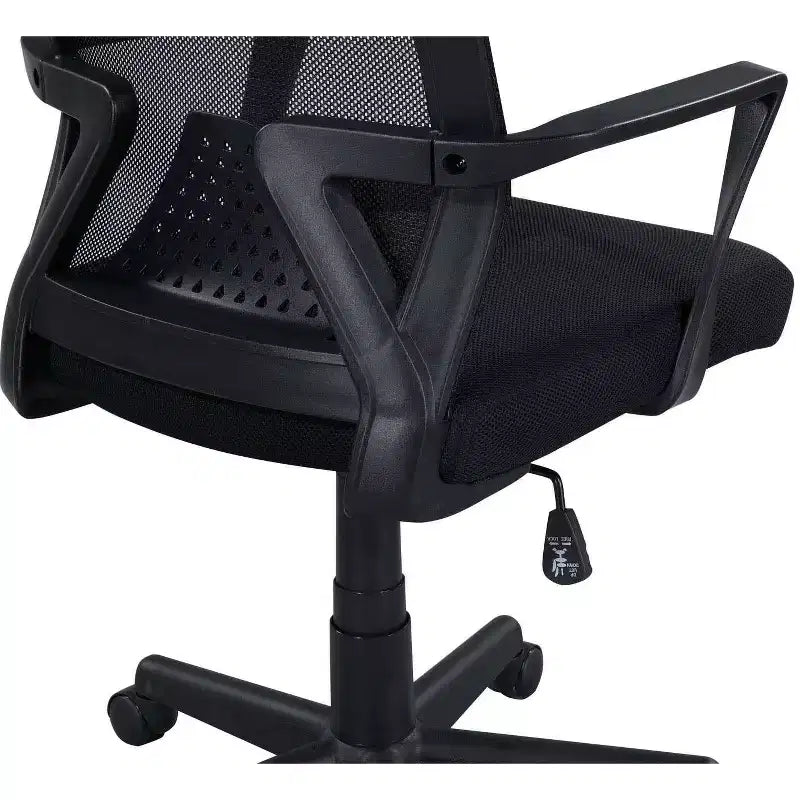 Sedia da scrivania con schienale medio in rete e altezza regolabile per ufficio domestico o area studio, nero