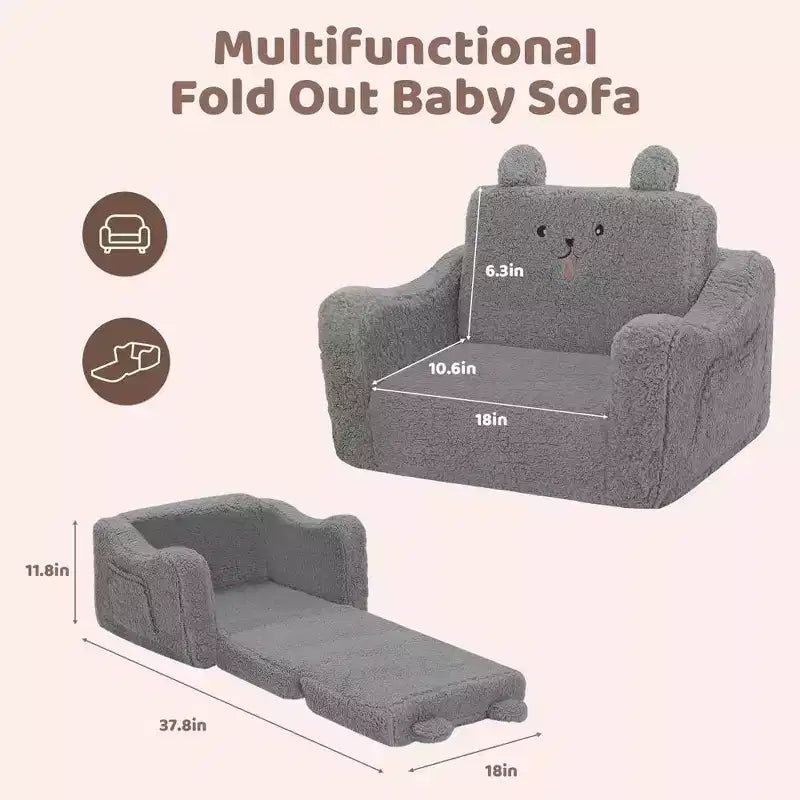 Poltrona divano per bambini piccoli, divano letto pieghevole 2-in-1 per sala giochi, rosa
