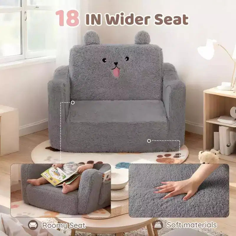 Poltrona divano per bambini piccoli, divano letto pieghevole 2-in-1 per sala giochi, rosa