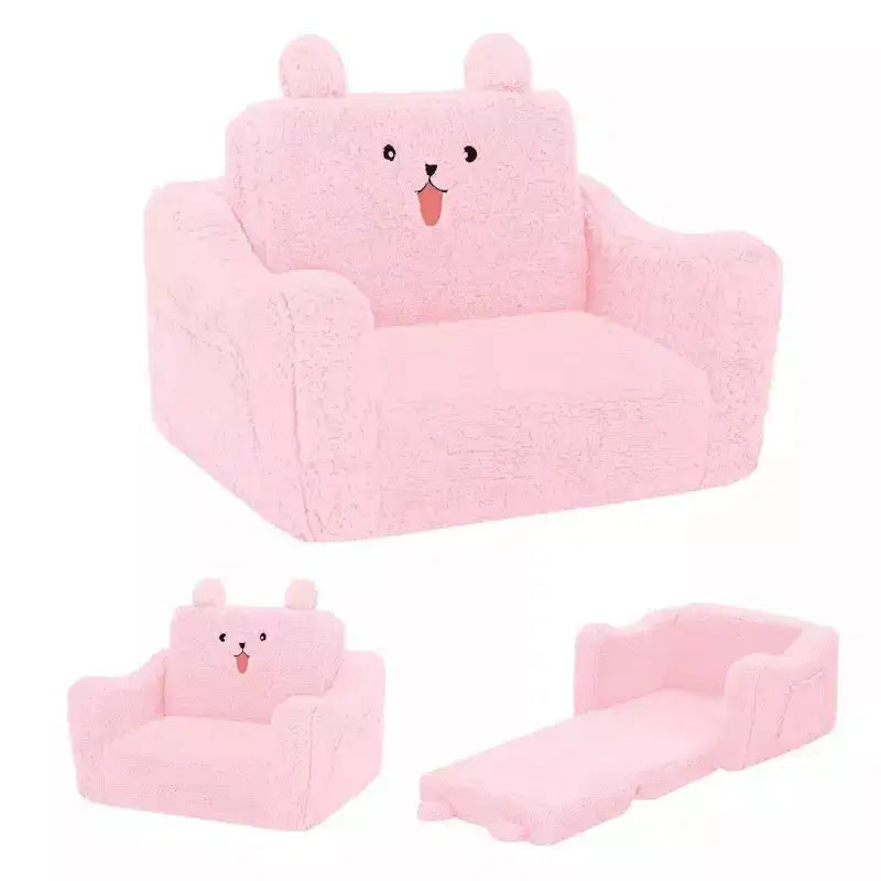 Poltrona divano per bambini piccoli, divano letto pieghevole 2-in-1 per sala giochi, rosa