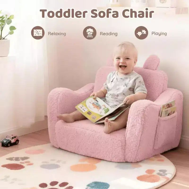 Poltrona divano per bambini piccoli, divano letto pieghevole 2-in-1 per sala giochi, rosa