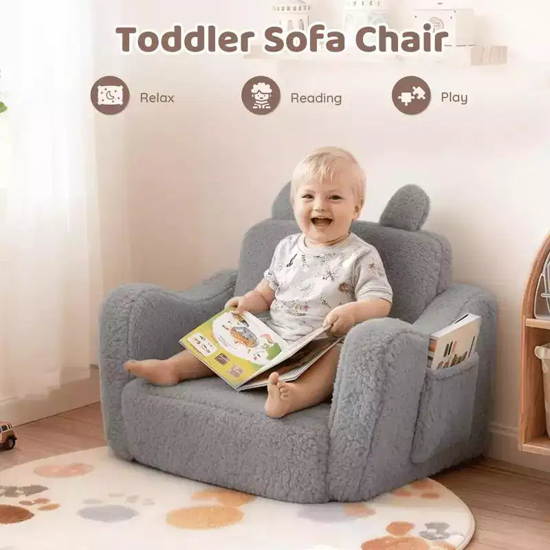 Toddler Sofa Chair, 2-in-1 Foldable Baby Couch Flip Open Sofa Bed for Playroom, Pink
