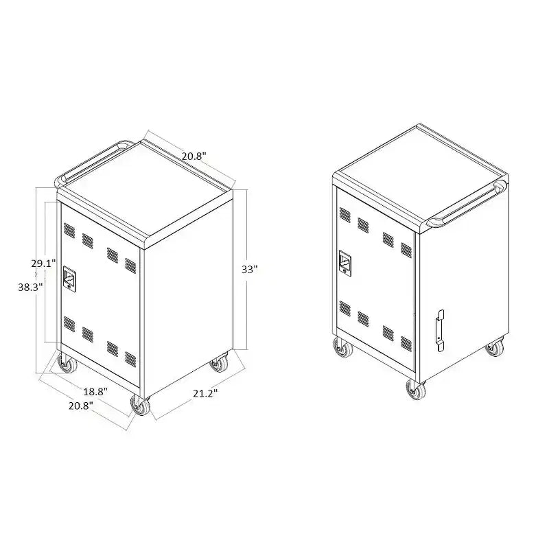 Chariot de charge mobile pour 35 appareils avec clé de verrouillage, 2 roulettes verrouillables, construction en acier, chariot de rangement pour ordinateur portable et tablette  