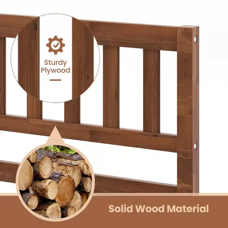 Cama plataforma Twin/Full/Queen con cabecero, patas de madera maciza, base para colchón, nogal  