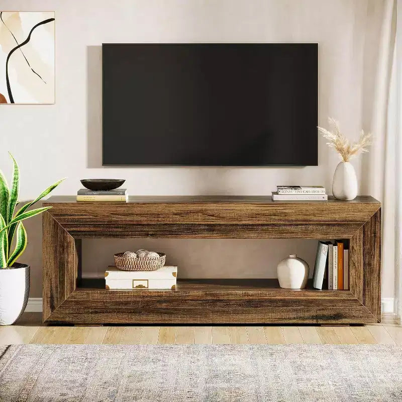 Mobile TV per TV da 55/60/65/75 pollici, consolle TV a 2 livelli, mobile per media e intrattenimento per soggiorno e camera da letto