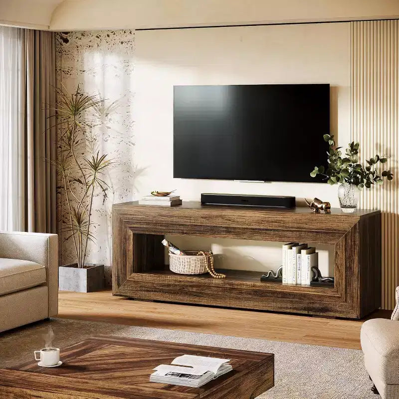 Mobile TV per TV da 55/60/65/75 pollici, consolle TV a 2 livelli, mobile per media e intrattenimento per soggiorno e camera da letto