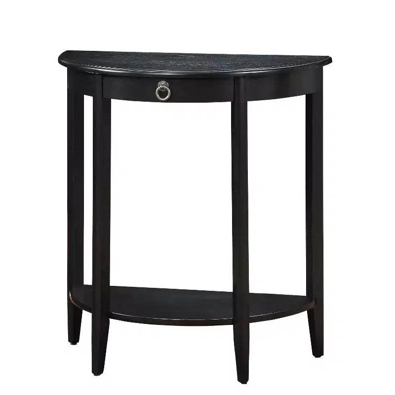 Console moderne en bois en forme de demi-lune avec 1 étagère ouverte