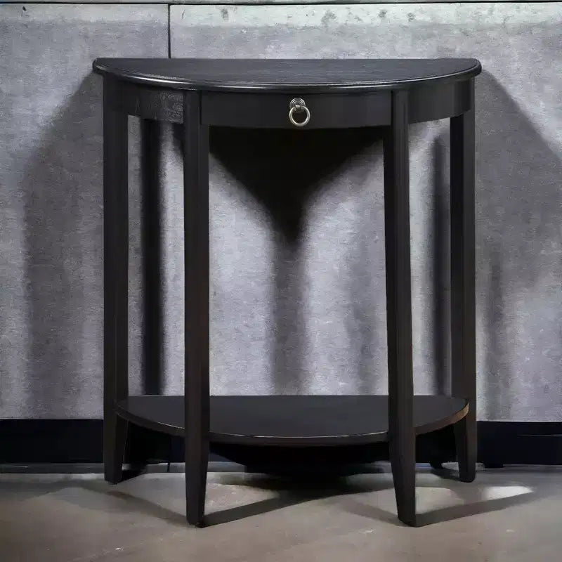 Console moderne en bois en forme de demi-lune avec 1 étagère ouverte