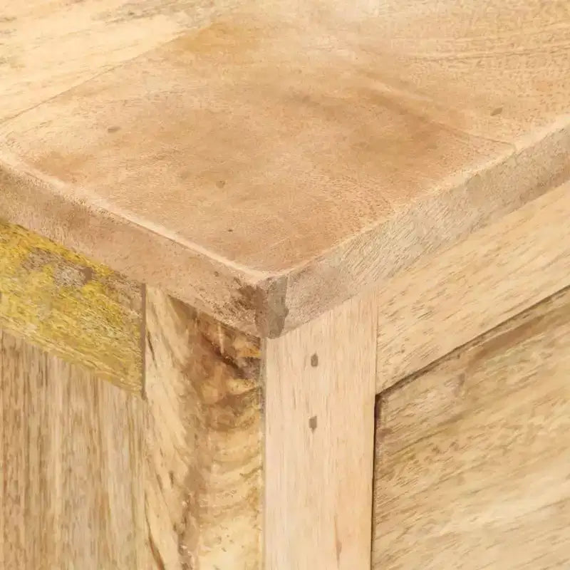 Solid Mango Wood Bedside Cabinet, 17.7x13.8x23.6", 3-Drawer Nightstand