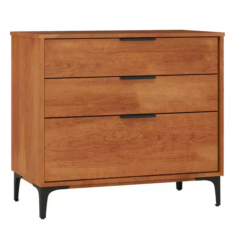 3-Drawer Dresser with Metal Support Legs & Anti-tipping Kit for Bedroom, Cherry