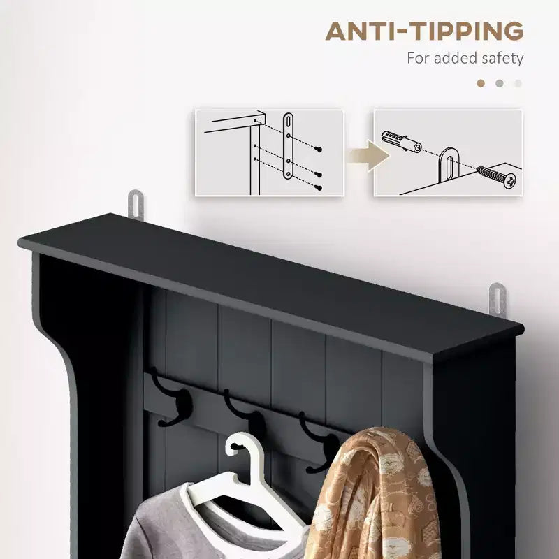 Appendiabiti da ingresso con attaccapanni e panca, panca per mudroom con contenitore e ganci