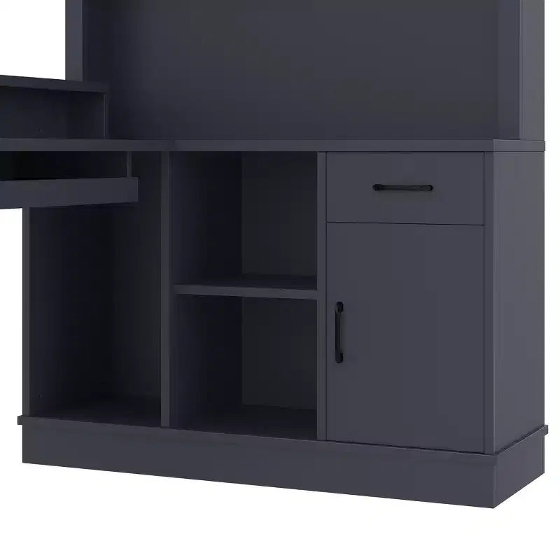 Scrivania da Gioco a Forma di L con Presa di Corrente, Cassetti, Libreria, Scrivania da Studio a Forma di L per Angolo