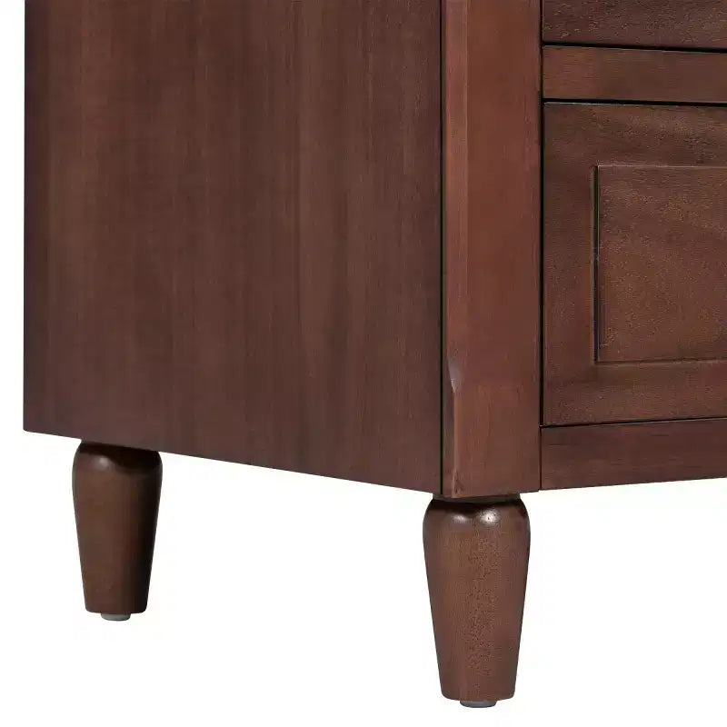 Comodino moderno a 3 cassetti, elegante mobile da notte con maniglie in metallo e gambe in legno di gomma