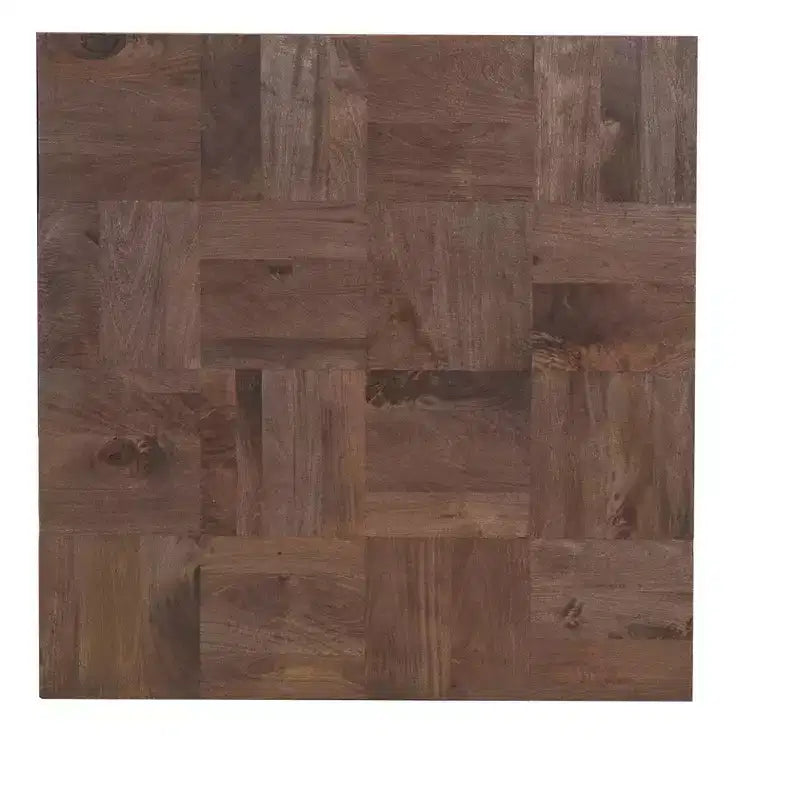 Tavolino da Caffè Quadrato in Legno Massello Marrone e Nero da 40"