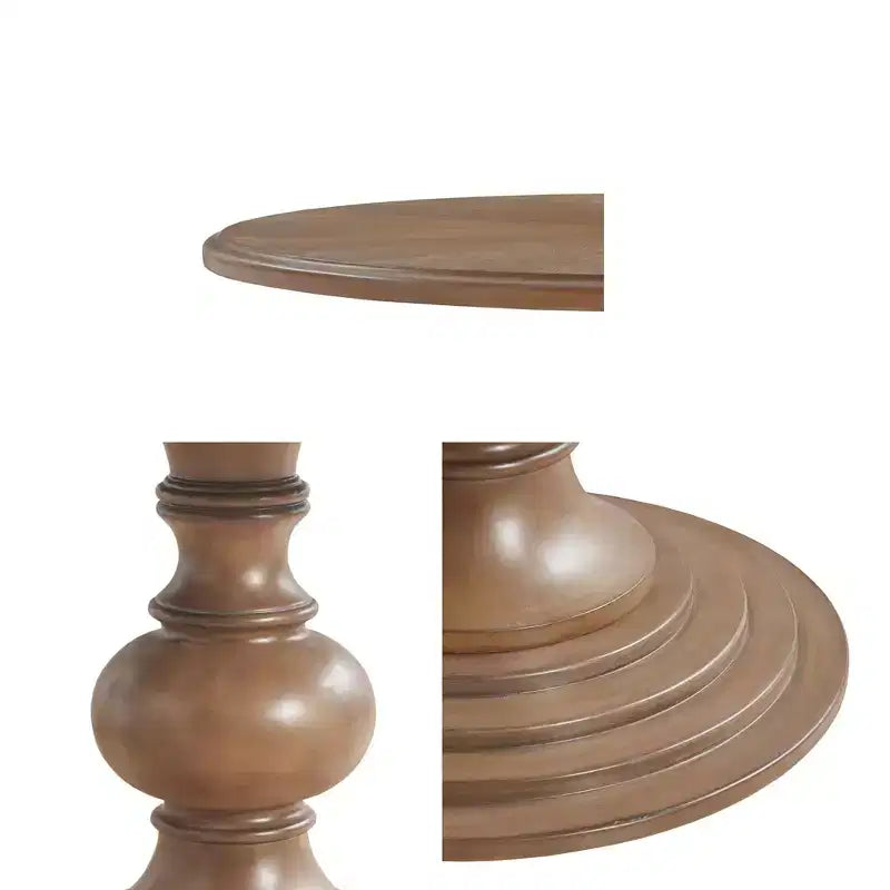 Farmhouse Wood 46" Round Dining Table with Diamond Veneer Top, Seats 4