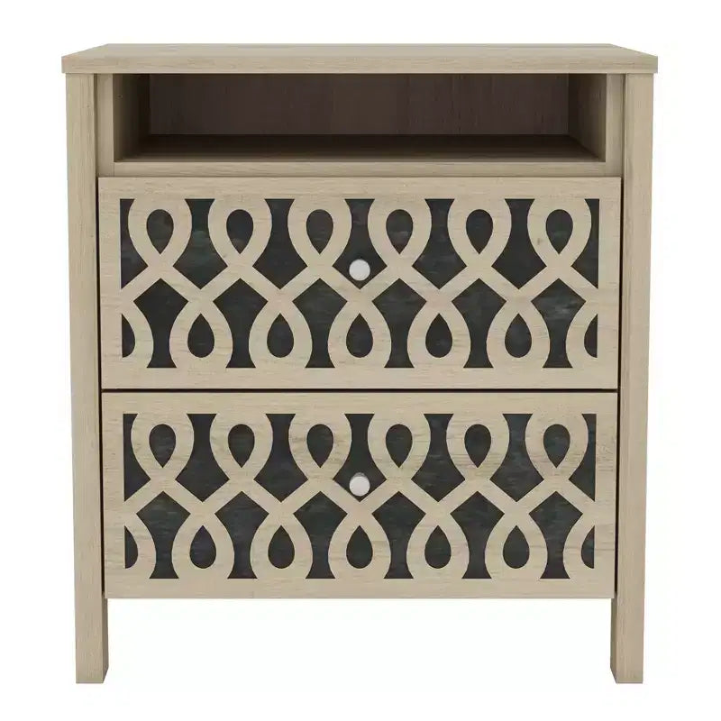 Set di 2 Comodini Moderni con 2 Cassetti e Spazio Aperto, 20,9"L x 15,7"P x 22,7"A