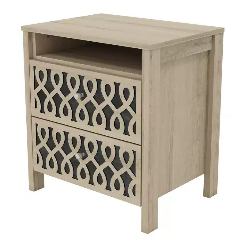 Set di 2 Comodini Moderni con 2 Cassetti e Spazio Aperto, 20,9"L x 15,7"P x 22,7"A