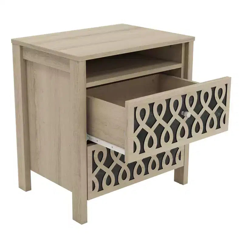 Set di 2 Comodini Moderni con 2 Cassetti e Spazio Aperto, 20,9"L x 15,7"P x 22,7"A