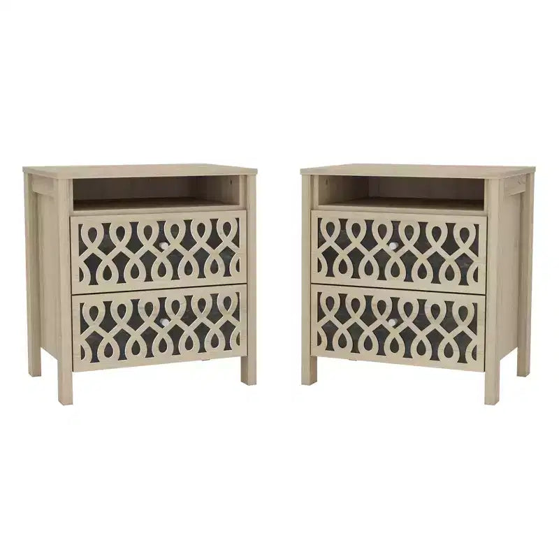 Set di 2 Comodini Moderni con 2 Cassetti e Spazio Aperto, 20,9"L x 15,7"P x 22,7"A