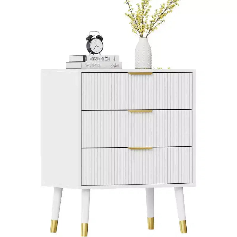 Cómoda moderna de 3 cajones, cómoda vertical con rayas, organizador para dormitorio y sala de estar