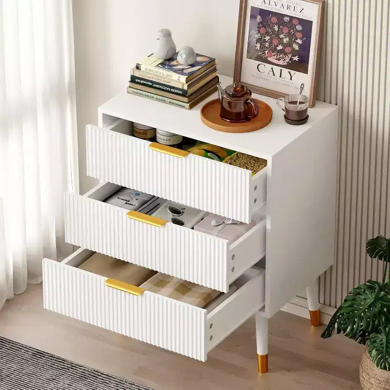 Cómoda moderna de 3 cajones, cómoda vertical con rayas, organizador para dormitorio y sala de estar