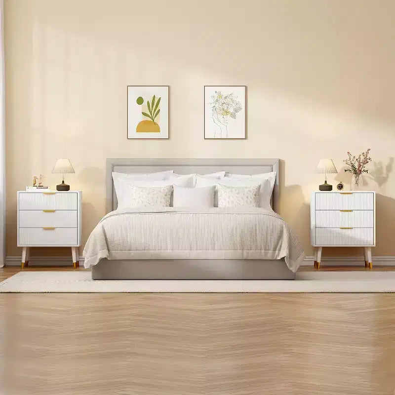 Cómoda moderna de 3 cajones, cómoda vertical con rayas, organizador para dormitorio y sala de estar