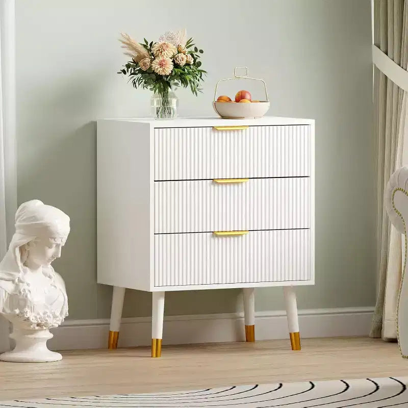 Cómoda moderna de 3 cajones, cómoda vertical con rayas, organizador para dormitorio y sala de estar