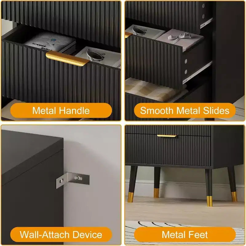 Comò moderno con 3 cassetti, cassettiera verticale a righe, organizzatore per camera da letto e soggiorno