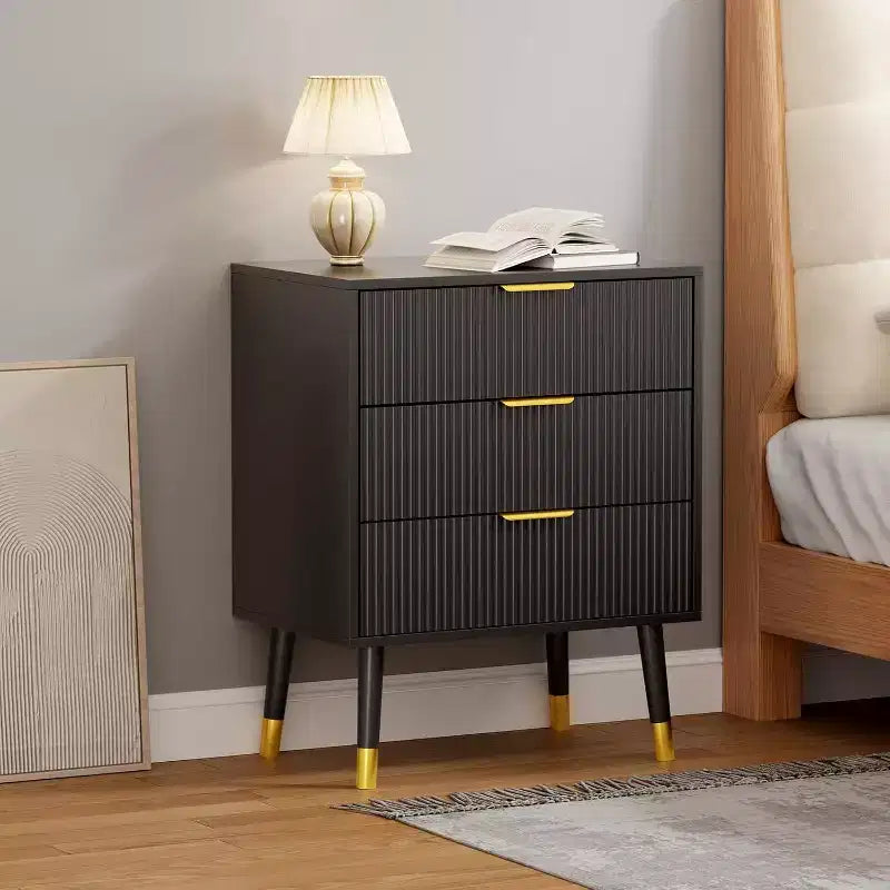 Comò moderno con 3 cassetti, cassettiera verticale a righe, organizzatore per camera da letto e soggiorno