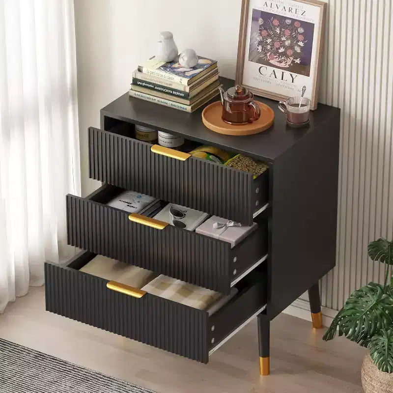Comò moderno con 3 cassetti, cassettiera verticale a righe, organizzatore per camera da letto e soggiorno