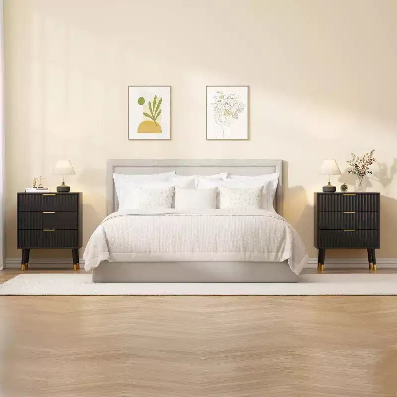 Cómoda moderna de 3 cajones, cómoda vertical con rayas, organizador para dormitorio y sala de estar