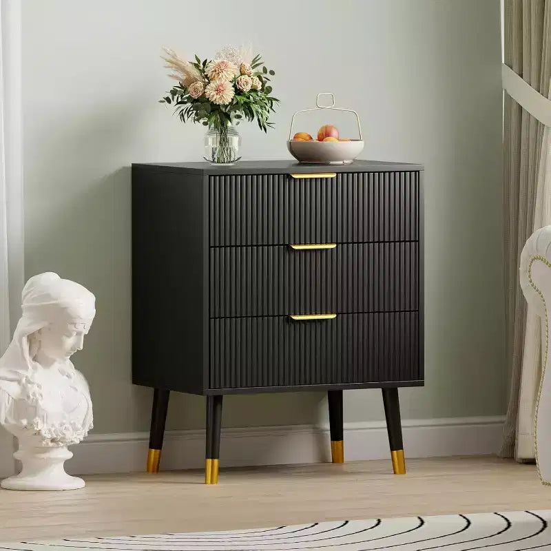 Cómoda moderna de 3 cajones, cómoda vertical con rayas, organizador para dormitorio y sala de estar