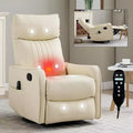Fauteuil inclinable manuel en simili cuir noir avec massage chauffant, à bascule et pivotant pour salon